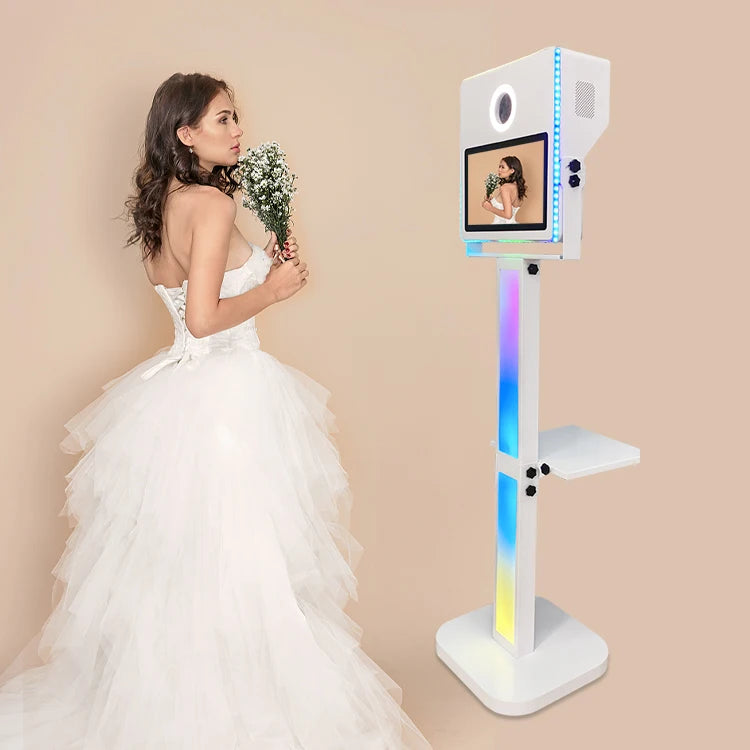LED Light Frame DSLR Photo Booth With 15.6 Inch Touch Screen Camera and Printer Foto Box Selfie Digital Photobooth for Events