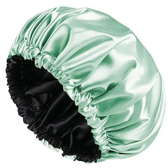 Women's Adjustable Double Layer Satin Bath Cover New Solid Color Waterproof Head Bonnet for Kitchen Bathroom Daily Use Sleep