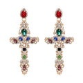 New Style European and American Cross Personality Diamond Earrings High-end Quality Elegant Female Earrings