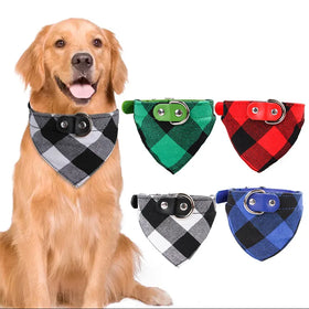 New Pet Collar Dog Saliva Towel Neck Sleeve Cover Cat Plaid Triangle Scarf Ornament Jewelry