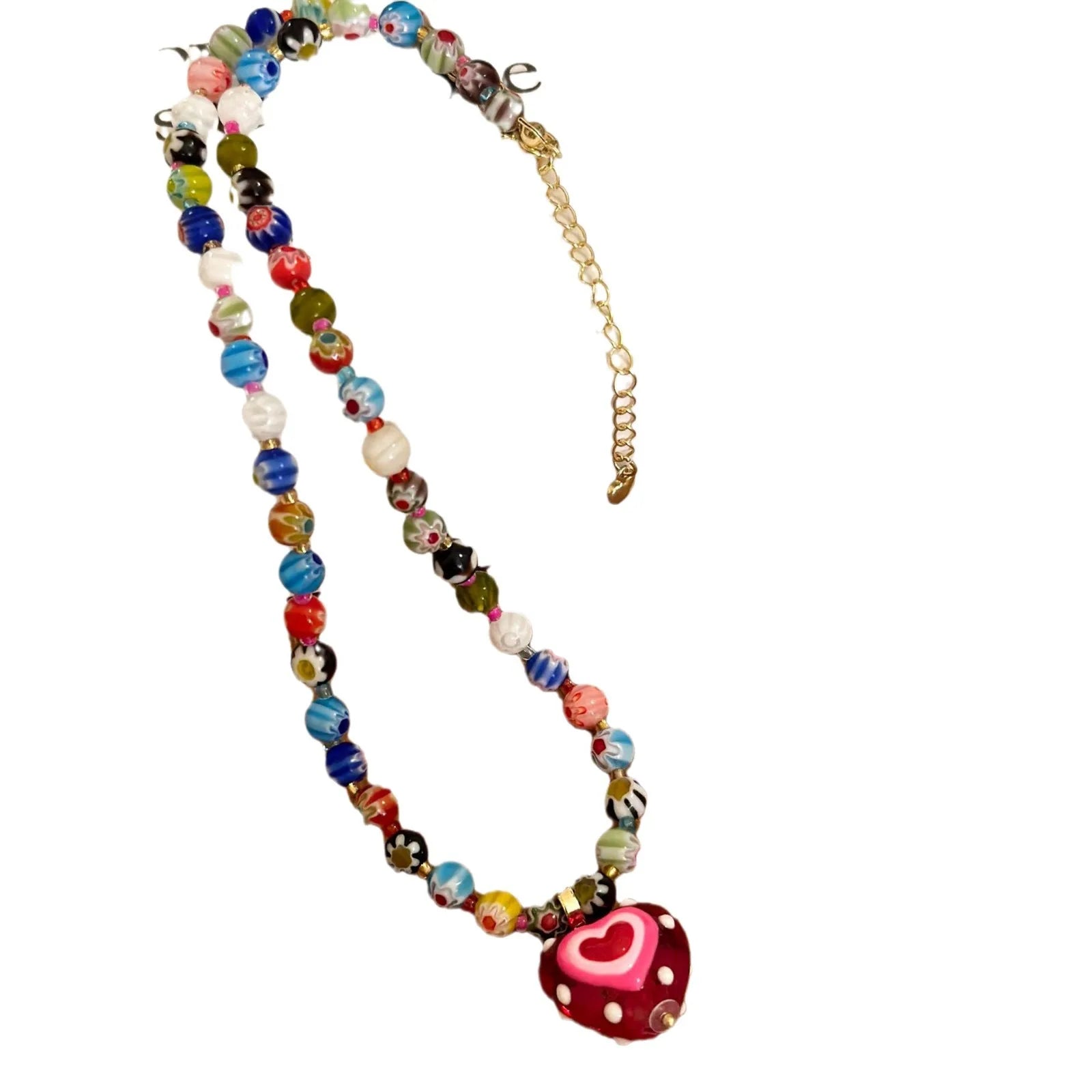 Women Girl Party Souvenir Elegant Sweet Fashion Lampwork Murano Glass Heart Pendant Jewelry Necklace