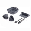 8.5'' BPA Free Eazy Clean 6PCS Square Silicone Air Fryer Liner with Divider Mittens Brush Food Tong air Fryer Liner Set