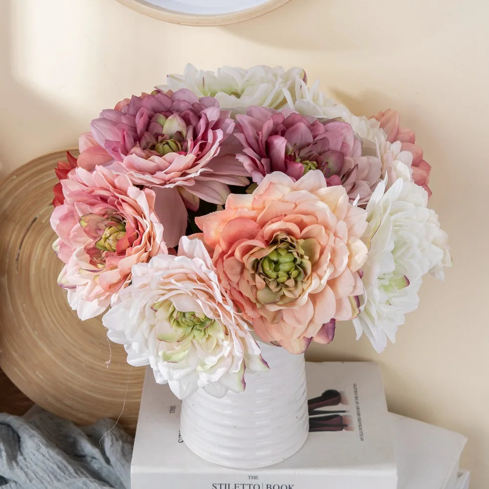 New Arrival Artificial Flower Single Head Dahlia Wedding Flower Arrangement