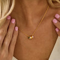 Singoli Gemstone Birthstone Necklace Dainty Stainless Steel Gold Filled Necklace Jewelry for Women MAMA Gift