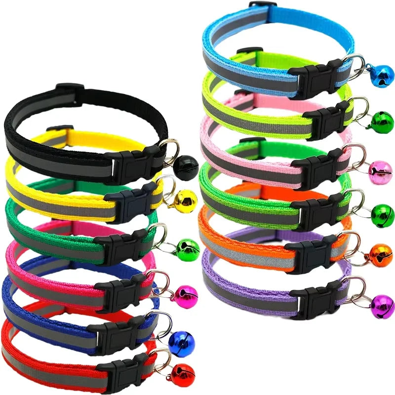 Wholesale Pet Supplies Safety Nylon Reflective Tag Cat Collar Breakaway Buckle Cats Collar With Bell
