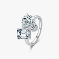 Classic Geometric Wedding Fine Jewelry Real 925 Sterling Silver Luxury Dazzling Emerald Cut Zirconia Ring for Women
