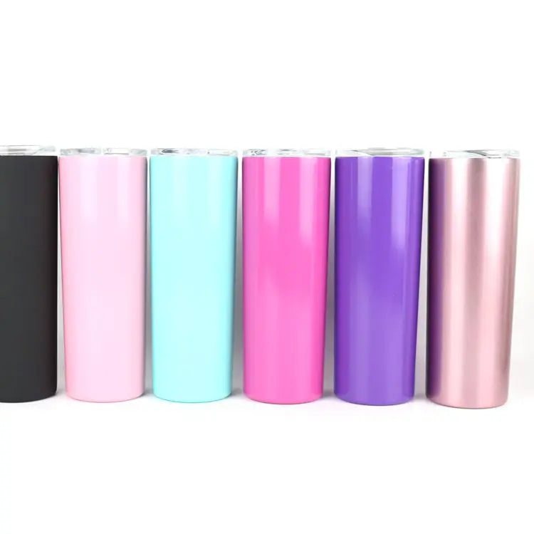 Watersy Customized Double Wall Stainless Steel 304 Insulated Rose Gold Glitter Skinny Slim Thermal Water Tumbler Cups with Lid