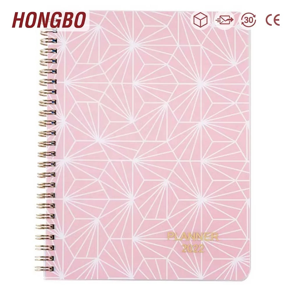 2022 2023 Spiral Wire-O Bound 365 Daily Weekly Planner Agenda Notebook with 12 Monthly Tabs & Big Back Paper Pocket