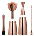 5 Pcs Luxury Gold Bar Tools Kit Cocktail Boston Shaker Making Mixing Gift Set for Bartender