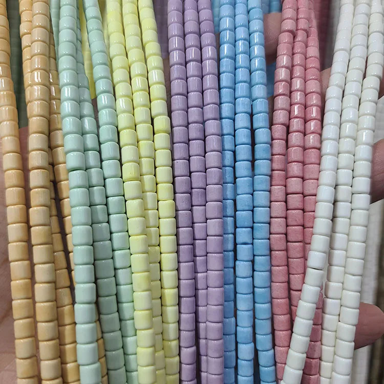 AO1000 Pastel Rainbow Anion Oxide Stone Cylinder Tube Beads for Jewelry Making Column Jewelry Beads