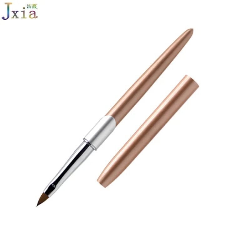 Custom Rose Gold Metal Handle Cat Tongue Nail Art 3D Acrylic Sucplture Brush