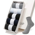 Customizable 5 Pairs Solid Office Socks Ankle Length Gift Set Formal Business Men's Dress Crew Socks With Box