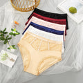 New Fashion Women's Lace Breathable Antibacterial High-Waisted Tummy Control Triangle Panties Briefs