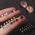 Lateefah OEM Wholesale 3 Claw Zircon Stainless Steel Screw Ear Bone Nail Ear Piercing Push Pin Earrings