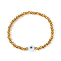 G2089 Wholesale Bracelets 18K Gold PVD Plated Stainless Steel 4MM Beads Elastic Stretch Devil Eye Bracelet for Women