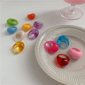 Luoyan Personality Popular Simple Candy Color Resin Rings Geometric Trendy Women Girls Chunky Fun and Colorful Rings