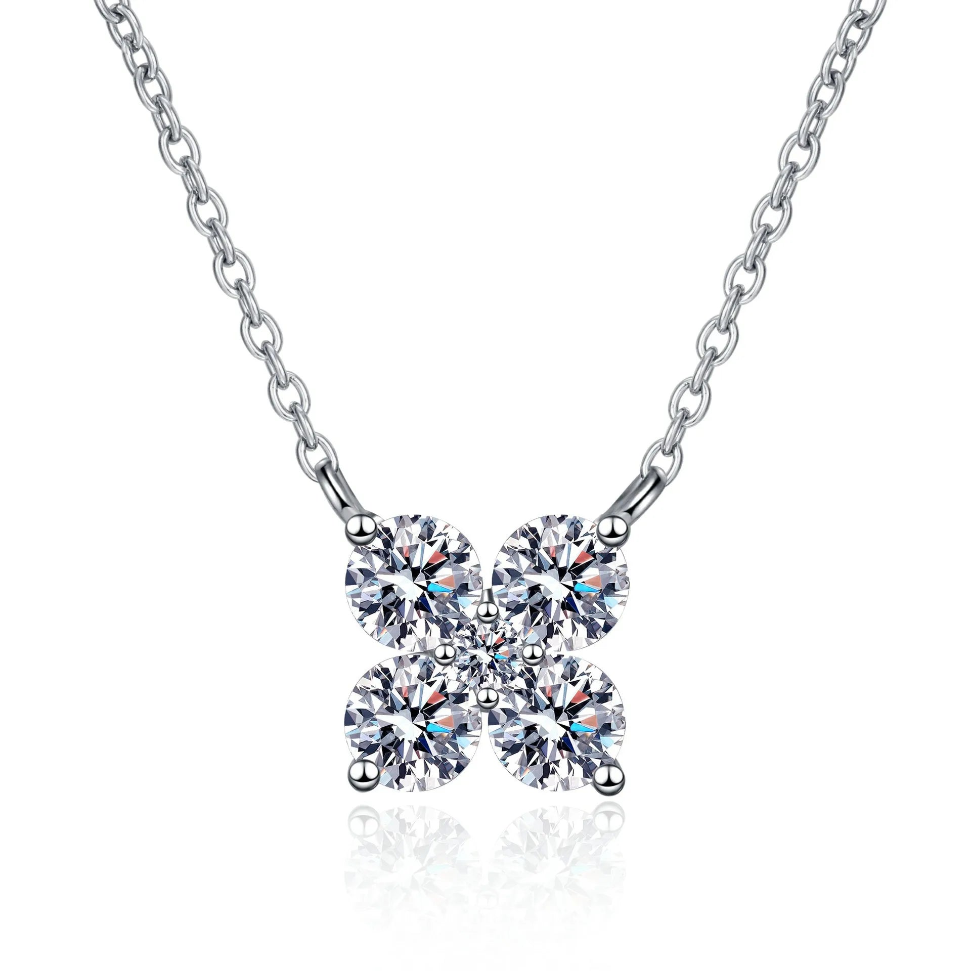 Luxury Design Leaf Clovers Shape Moissanite Necklace Pendant Diamond Tester S925 Silver Moissanite Necklace