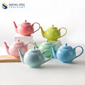 Shengjing Customize Logo 450ml 850ml Color Ceramic Teapot Elegance Hot Milk Teapot Porcelain Coffee Tea Pot for Restaurant