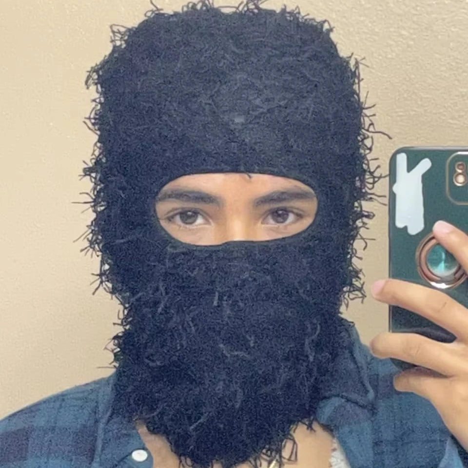 Distressed Balaclava Trending Ski Masks Wind Proof Knitted Face Mask for Men/Women