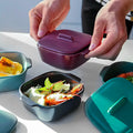 Creative for Double Ear Pot with Lid Baking Bowl Oven Baking Cheese Square Irons Mini Eco-Friendly Ceramic Bowl