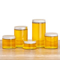 Wholesale Clear Glass Honey Storage Jar with Black Silver Gold Screw Metal Cap