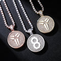 New Double-sided Medallions Commemorative Pendant Necklace 4mm Tennis Chain Zircon Men's Hip Hop Jewelry Bling Rose Gold Plated