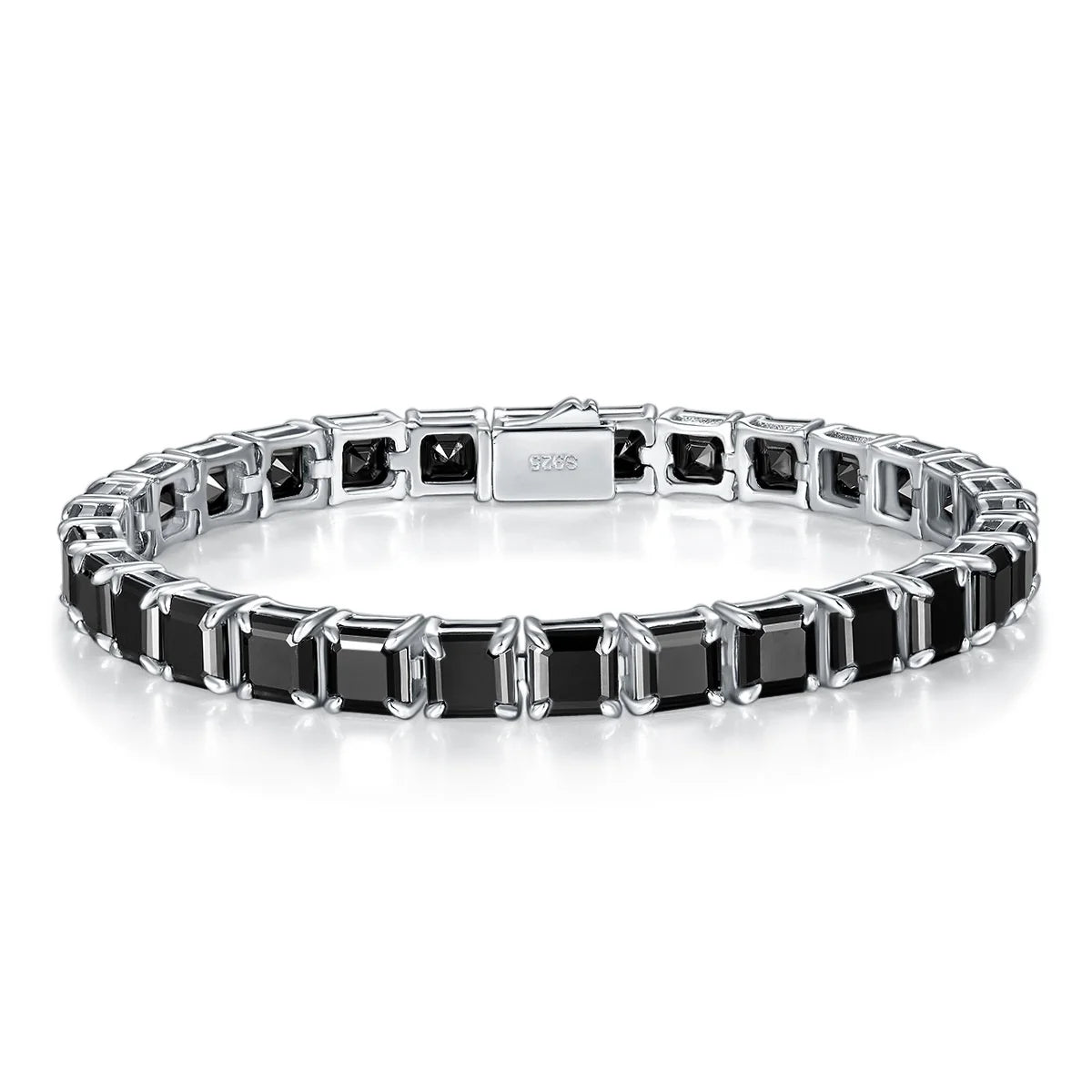Rhodium18K White Gold Plated 925 Sterling Silver Hip-Hop Style 5.5mm Black Pagoda Cut Moissanite Tennis Chain Bracelet