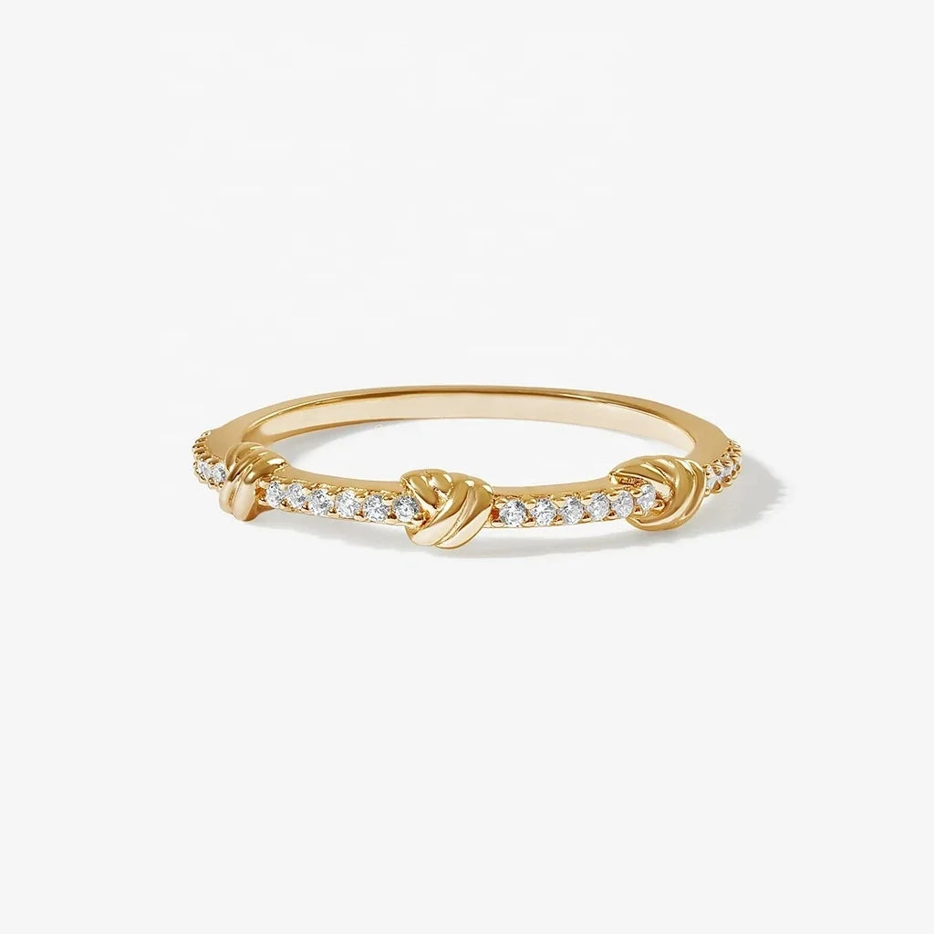 LOZRUNVE 925 Sterling Silver Pave Love Knot Stackable Ring for Women Jewelry Set