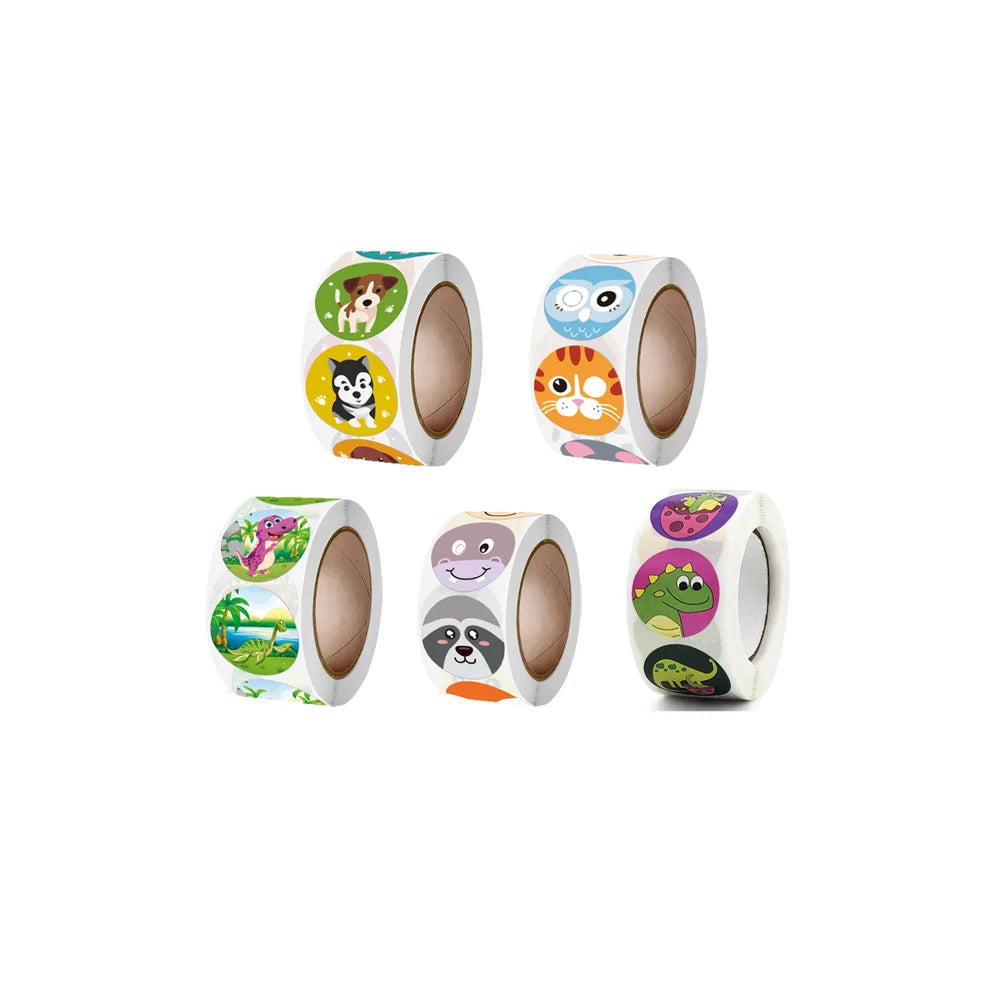 Roll Waterproof Vinyl Kawaii Cute Pack Toxic Cartoon Animal Stickers Images Children Rewards Customizable Decorative 500 Pcs