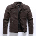 Hot Sale Men's Slim Leather Jacket Top Quality Warm Fleece PU Jacket Fashion Collar Cool Motorcycle Coats Outwear