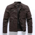 Hot Sale Men's Slim Leather Jacket Top Quality Warm Fleece PU Jacket Fashion Collar Cool Motorcycle Coats Outwear
