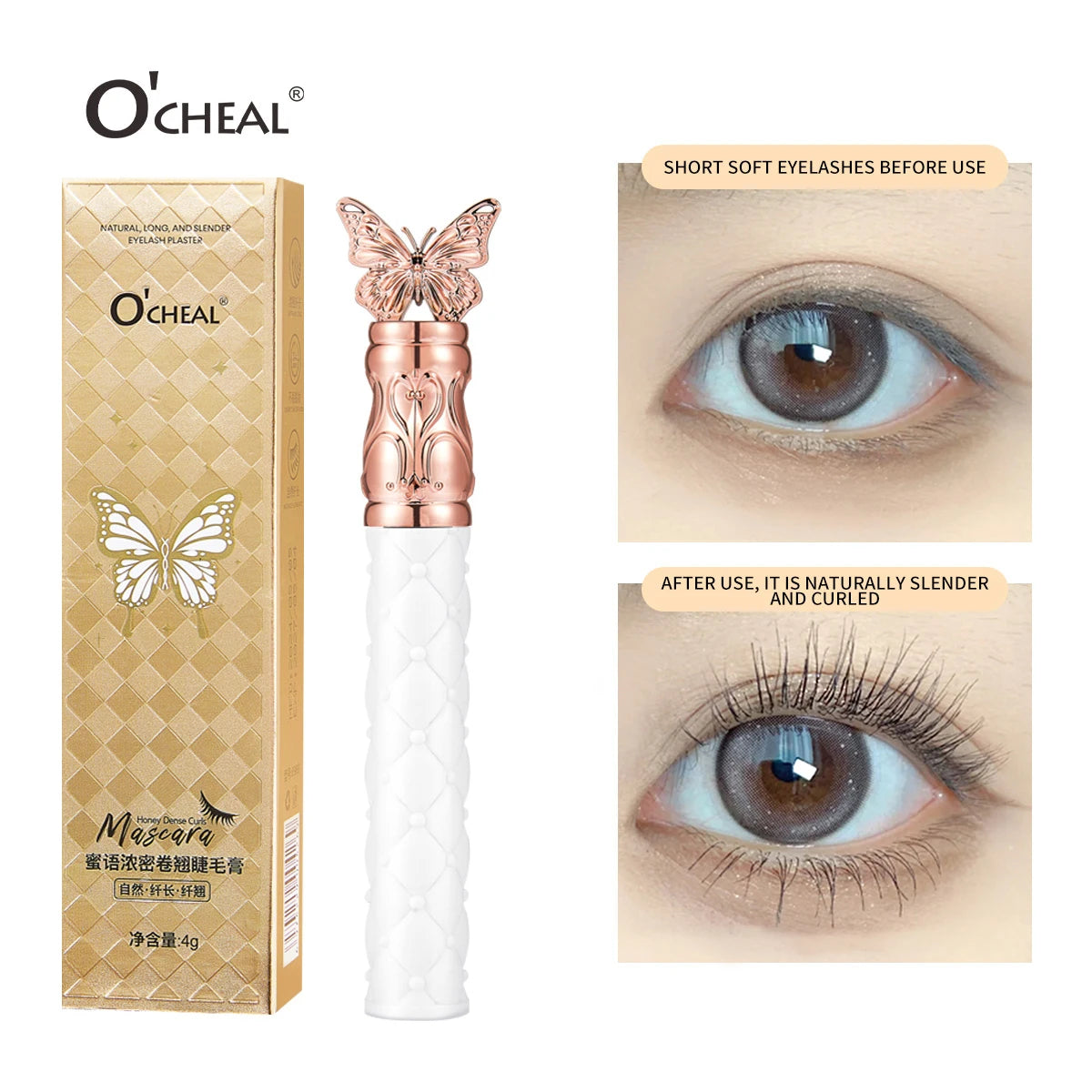 O'CHEAL Delicate No Smud Ges Eyelash Extender Smooth Waterproof Long-lasting Natural Curling Mascara