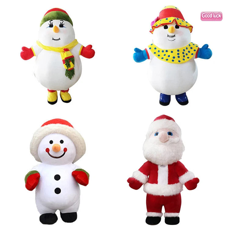 Hot Sale Mrs Claus Professional Costumes Suit Set Fat Clause 5Xl Funny Plush Inflatable Santa Claus Mascot Costumes for Adults