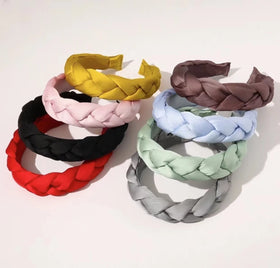 Lingshang HH0523 French Retro Solid Color Fabric Headband Braid Design Korean Fashion Monochrome Casual Use All Season Adult