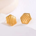 Wholesale Fashion Design Stainless Steel Gold Plated Geometric Texture Stud Earrings for Women Jewelry