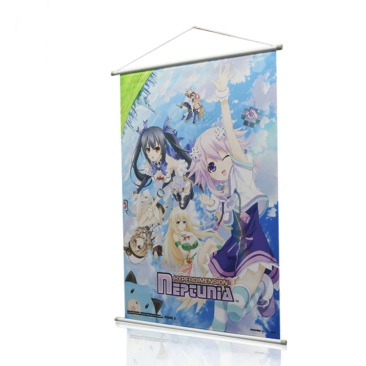 Custom Design Fast Delivery Hanging Scroll Anime Hanging Poster With Plastic/ Aluminium Rod Wall Scroll