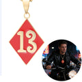 Custom Design Color Stainless Steel Vintage Motorcycle Digital Number 13 Pendants Necklace for Biker Club Member
