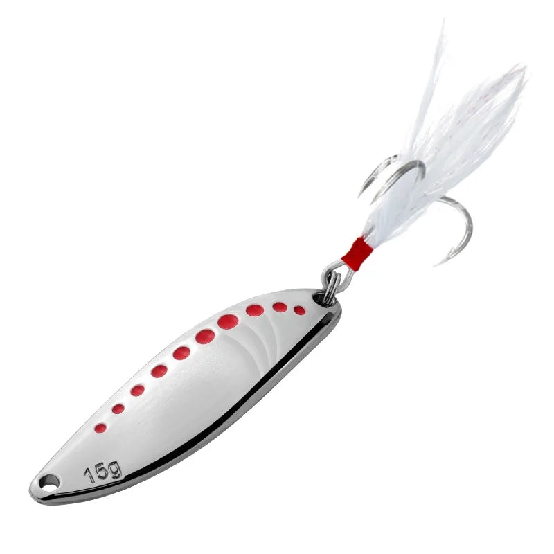 CHILENT 1Pcs Baits Leech Zinc Alloy 5g 10g 15g 20g 25g Gold Silver Hard Baits Spoon Baits Treble Hook Tackle Lure Fishing Lure