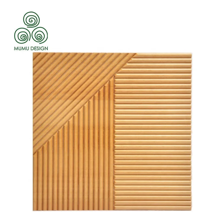MUMU Exterior 3D Flute Luxurious Wooden Slat Cladding Ornament Materials Decorative Wall Panel for Hotel