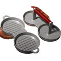 Non-stick Coated Wooden Handle Double Head Burger Press Wholesale  Custom Manual Aluminum Alloy Burger Press