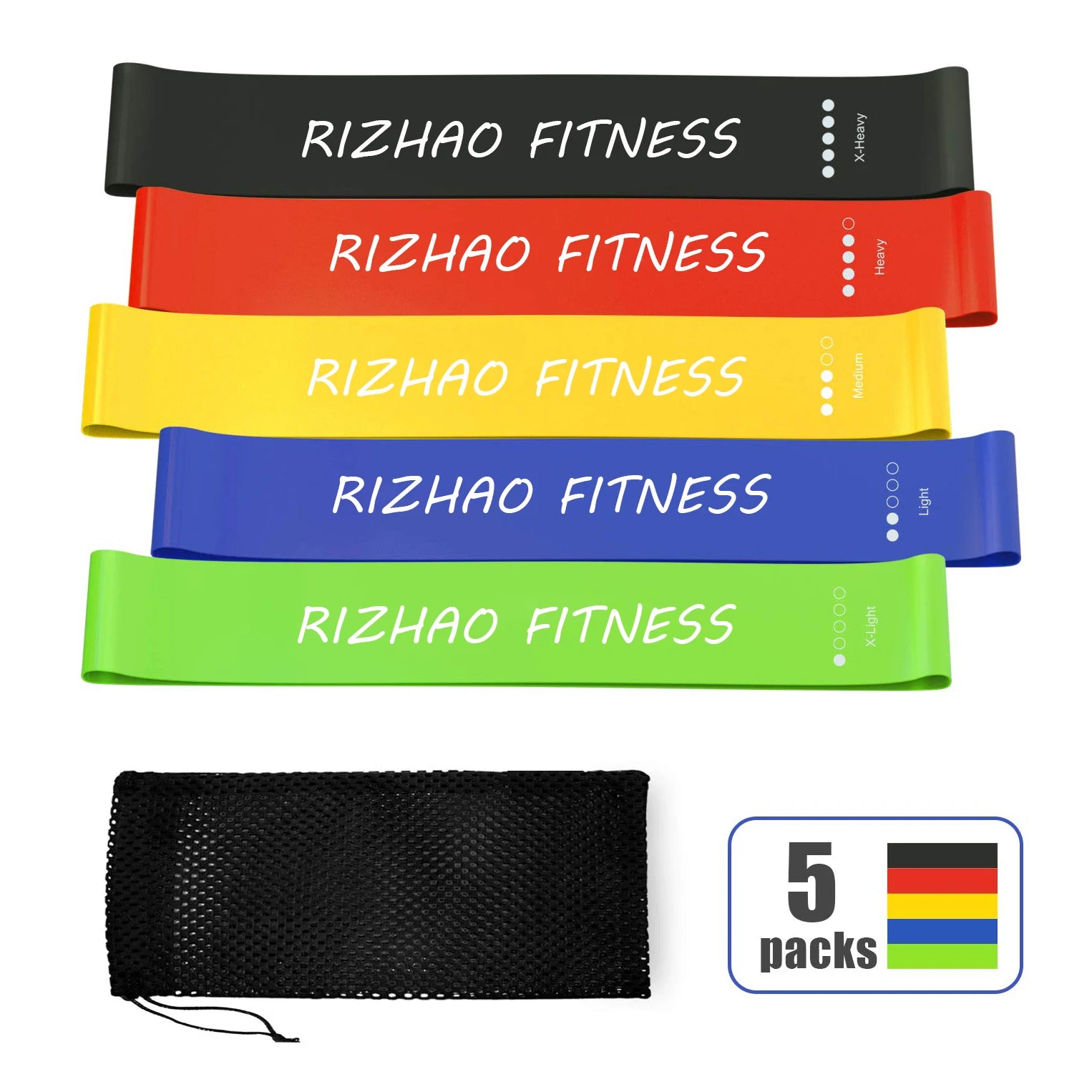 CUstom Workout 5 Sets of Stretch Bands for Booty Legs Latex Elastic Loop Bands