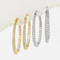 18K Gold Plated Copper Large Circle Pave Cubic Zirconia Hoop Earrings Trendy Big Round Diamond Huggie Earrings for Women