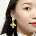 Wholesale Fine Fashion Brass CZ Micro Paved 16k Gold Plating Rose Flower Small Stud Earring for Women