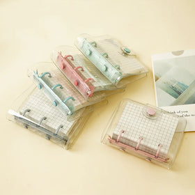 Wholesale Portable Hand Account Diary Creative 3 Hole Loose Leaf Refill Notebook Mini clear PVC Binders