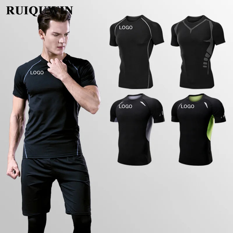 RUIQUWIN OEM Custom Logo Promotional Running Sports T Shirt Tops Men Fitness Clothing Athletic Gym Quick Dry T Shirts