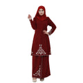 Malaysia New Fashion Embroidery Women Abaya Dress Set Islamic Clothing Eid 2 Pieces Clothes Set Top Skirt Suit L0097