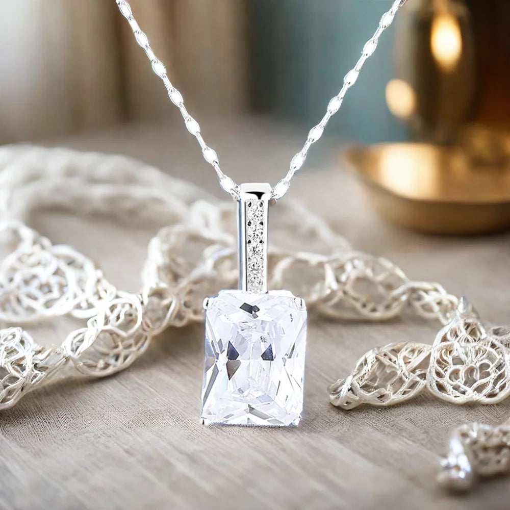 S925 Silver Geometric Shape Necklace With Zircon Wholesale Unique and Elegant Jewelry Accessory