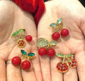 High-End Diamond Drop Oil Brooch New Design Cute Cherry Corsage Pin for Wedding Party or Engagement Durable Alloy Jewelry