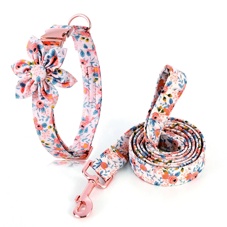 Best Selling Luxury Pet Dog Collar Leash Set New Design Cotton With Solid Pattern for Cats on Sale