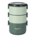 Wholesale Portable 304 Stainless Steel Student Lunch Boxes Multi-Layer Round Hand-held Plastic Lid Leak Proof Lunch Containers
